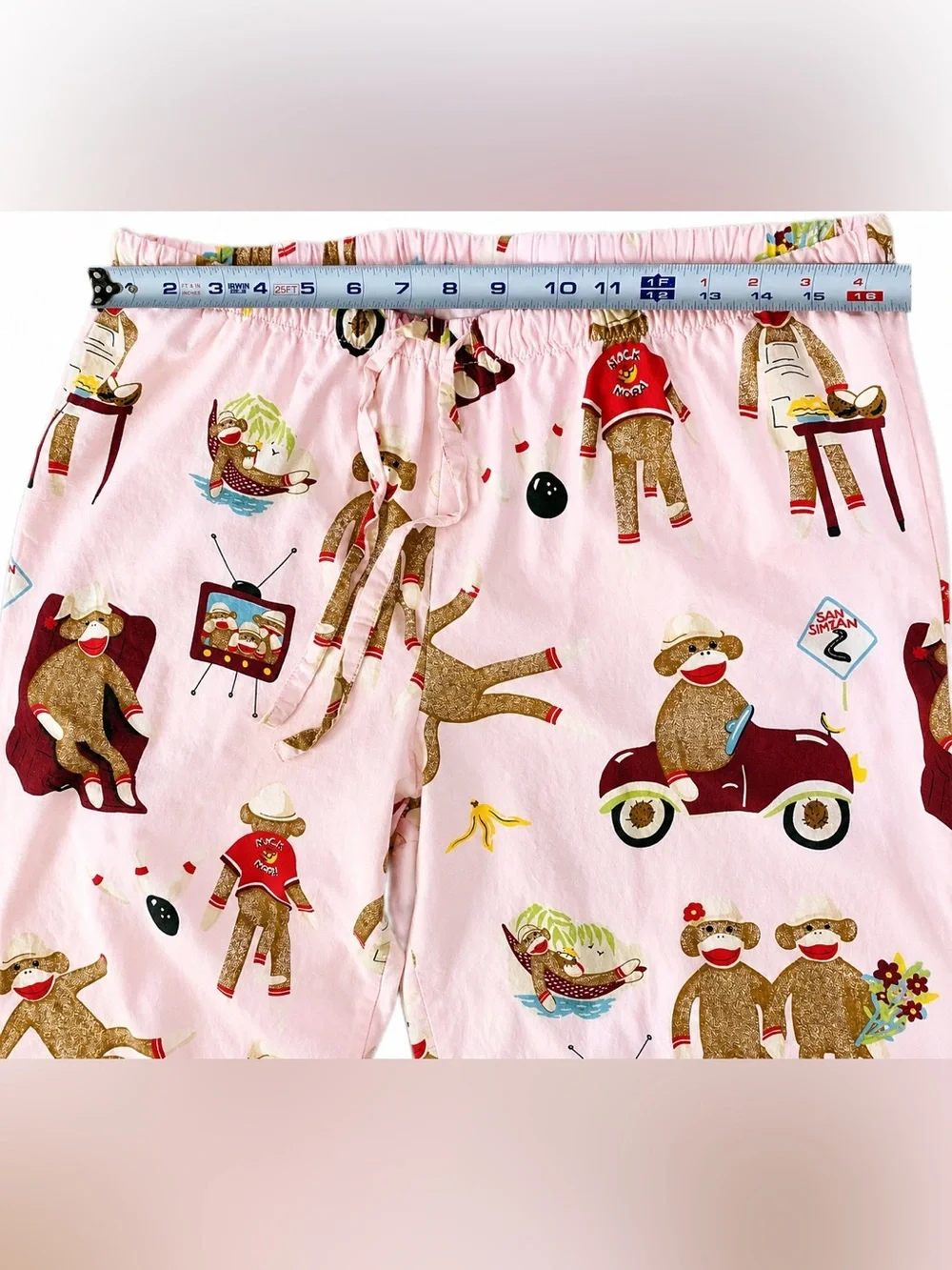 Nick & Nora Pink Women’s Sock Monkey Pajama Set L - Picture 10 of 13